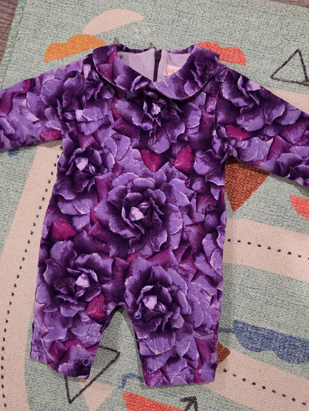 Vintage Jillian's Closet Purple Floral Baby One-Piece Romper